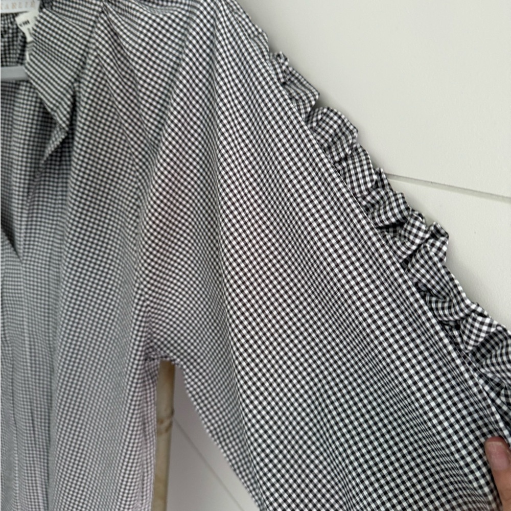 Beautiful Karli Black and White Checked Long Ruffled Sleeve SZ large - Picture 7 of 7